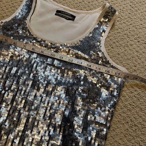 Club Monaco Silver Sequin racer-back Swing Dress - Picture 9 of 10